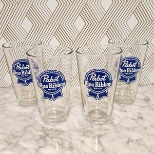 Pabst Blue Ribbon Beer Glasses - Set of 4